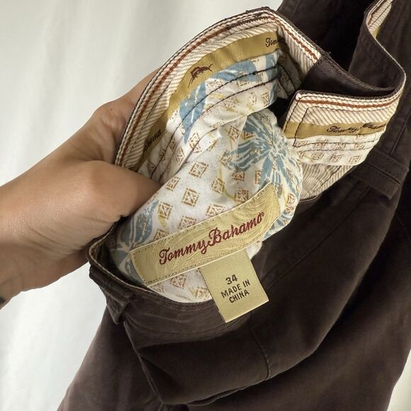 Tommy Bahama Shorts Men's 34 Brown Tencel Lyocell Pockets Button Zip - Picture 4 of 7